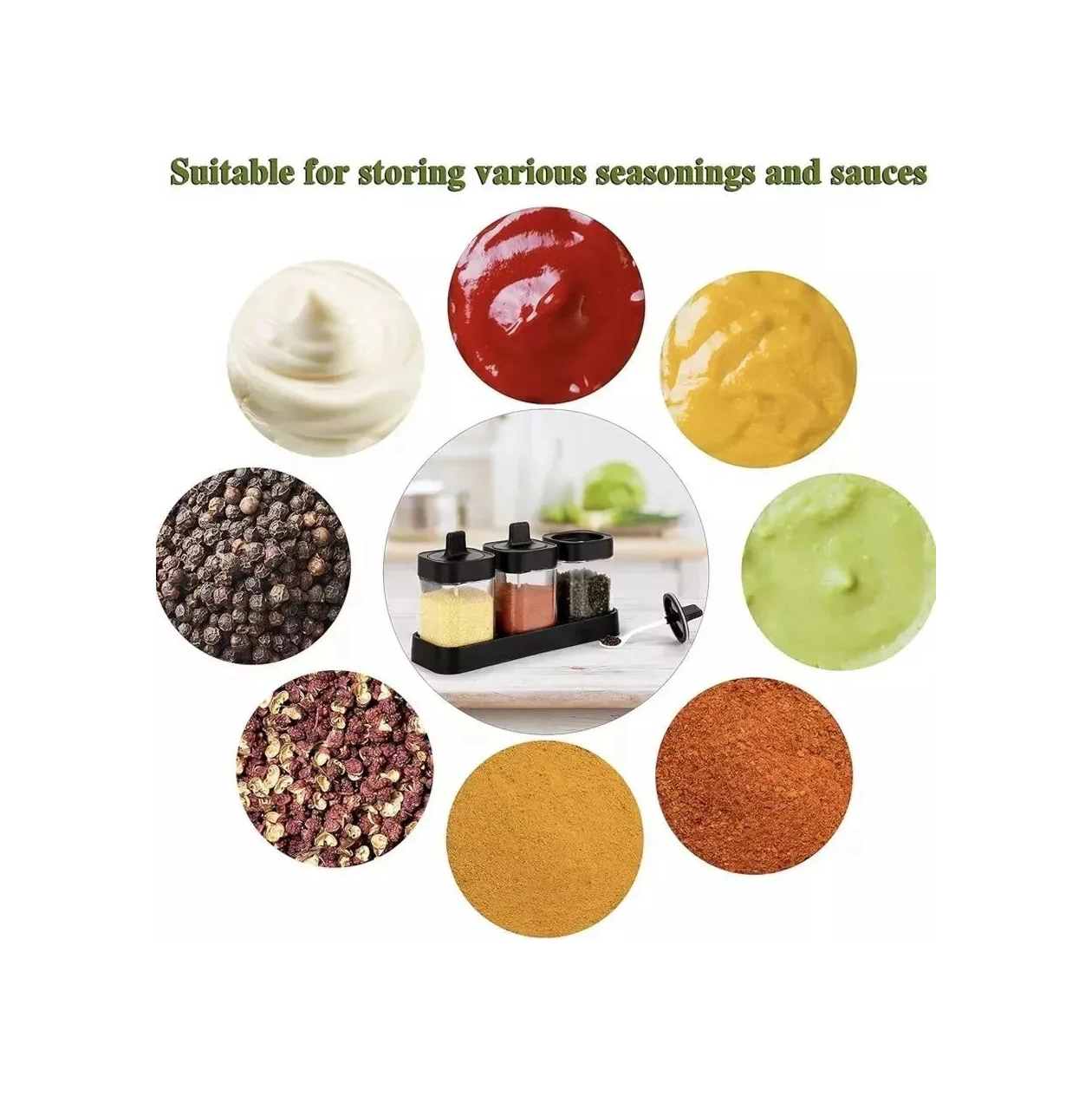 Haritosh Vse Dla Vas Baharatlar Ve Dökme Ürünler İçin Saklama Kavanozları Seti 304769003 Siyah