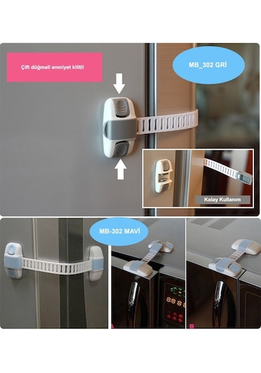 Portakal Safety Buzdolabı Kilidi Gri 15 CM Çok Renkli