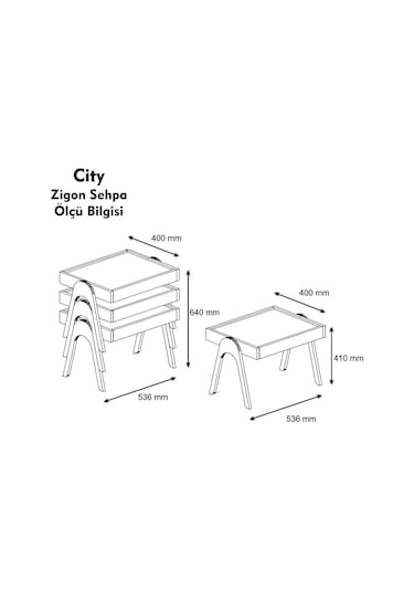 Variant Roma Tepsi Zigon Sehpa Ceviz-Beyaz