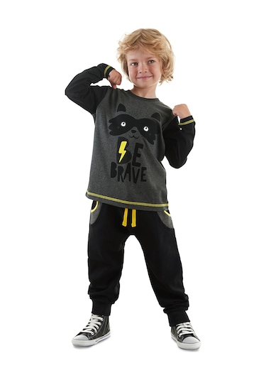 Denokids Be Brave Erkek Çocuk T-shirt Pantolon Takım Çok Renkli