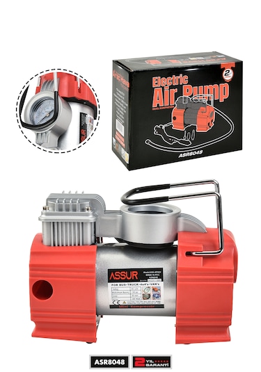 Assur ASR8048 12V Çakmaklık Giriş 150psi Hava Kompresörü Kırmızı