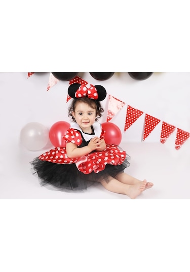 Minnie Mouse Kız Çocuk Doğum Günü Elbisesi & Parti Kostümü Çok Renkli