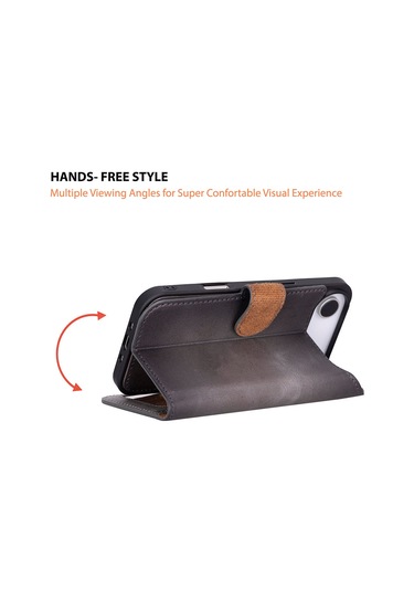 Bloomcase Magic Wallet Ash Mist Gray Hakiki Deri İphone Uyumlu 17 Air 6.5" Cüzdanlı Telefon Kılıfı Gri