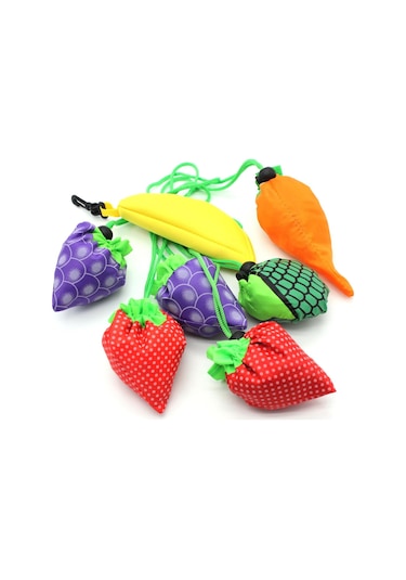 Geekyou 10 Adet Meyve Desenli Yeniden Kullanılabilir Alışveriş Çantaları - Katlanabilir, Taşınabilir, 20 Pound Yük Kapasitesi, Ekonomik Ve Dayanıklı Diğer