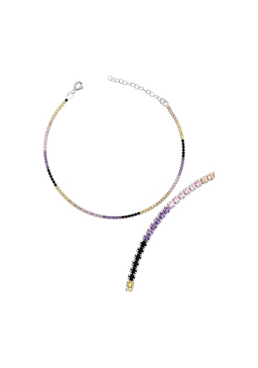 Azuris Silver Azuris Silver 925k Gümüş 1,5 Mm Renkli Su Yolu Bileklik Gümüş