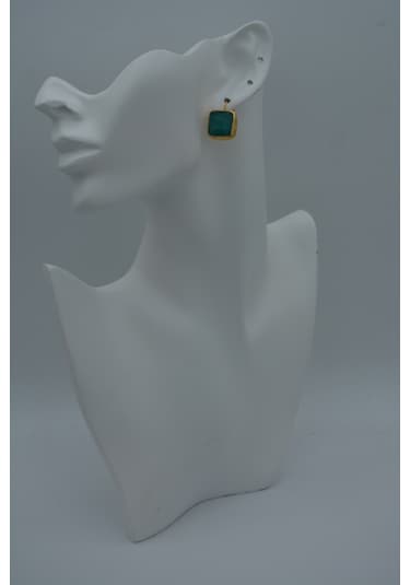Stoneage Jade Taşli El Yapimi Küpe Altın