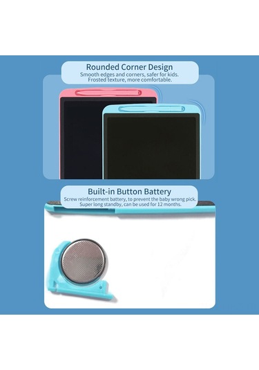 Aubyhe 10.5 İnç Tek Renk Lcd Çocuk Çizim Tahtası - Tek Tuşla Silme Ve Kilitleme Özelliği, Abs Malzeme, Taşınabilir El Yazısı Pad Pembe Pembe