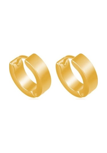 Novahub Altın 1 Çift Serin Erkek Paslanmaz Çelik Huggie Hoop Küpeler Gündelik Takı Altın