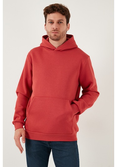 Buratti Regular Fit Kapüşonlu Kanguru Cepli Içi Tüylü Yumuşak Şardonlu Erkek Sweat 5905281 Bayrak Kırmızı