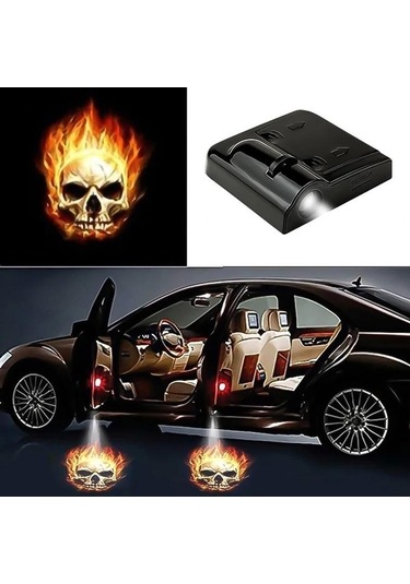 Novahub Renault Captur Clio Duster Espace Koleos Logan Megane Laguna Araba Led Logosu Kapı Hoşgeldiniz Lazer Projektör Gölge Işık Fire Skull-