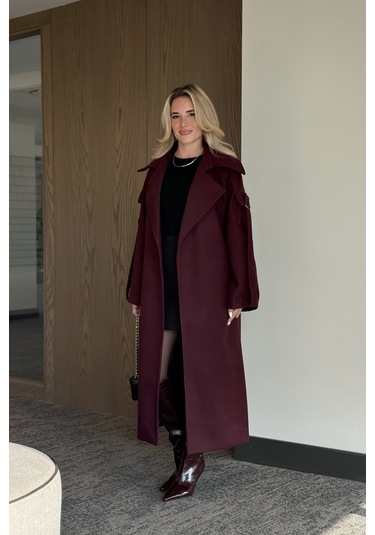 Bordo Kolları Cep Detaylı Premium Kaban - 408033 Bordo