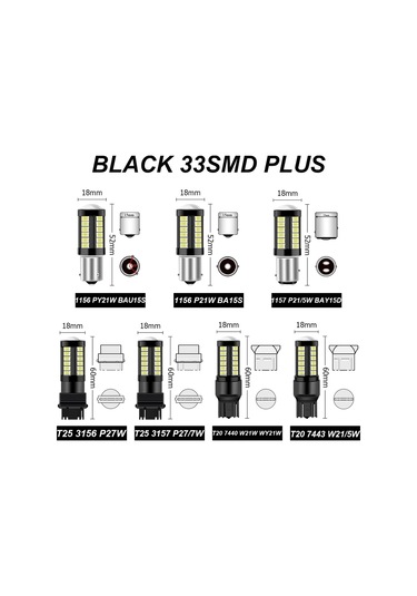 2x 1156 Ba15s P21w 1157 P21/5w Bay15d Bau15s Py21w T20 7443 7440 3157 Led Araba 33smd Plus White 1156 Bau15s Py21w 1 Piece Set