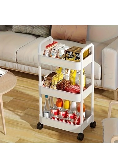 Elmpaly Siyah 3 Katlı Kilitli Tekerlekli Çok Amaçlı Katlanır Organizasyon Arabası