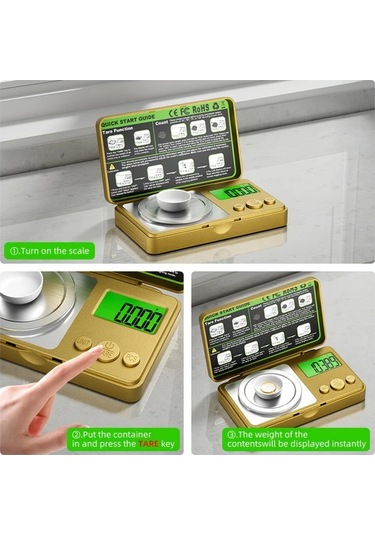 Willowhaven Fodwet 50g 0.001g Hassas Terazi 7 Birim Tartım Tepsi Tırnakçı Altın Sarı Taşınabilir Altın