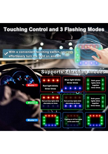 Dianziye Araç Güneş Enerjili Led Uyarı Lambası - 3 Flaş Modu, Ip66 Su Geçirmez, Yüksek Parlaklık, Li-poly Batarya, Kolay Kurulum Araçlar İçin