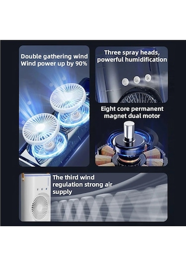 Jialan Usb Şarj Klima Fanı Taşınabilir Soğutma Fanı 3 Memeleri