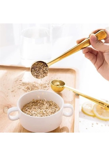 Mcg Mandallı Kahve Ölçü Kaşığı Gold Çok Fonksiyonlu Paslanmaz Çelik Kaşık Renkli