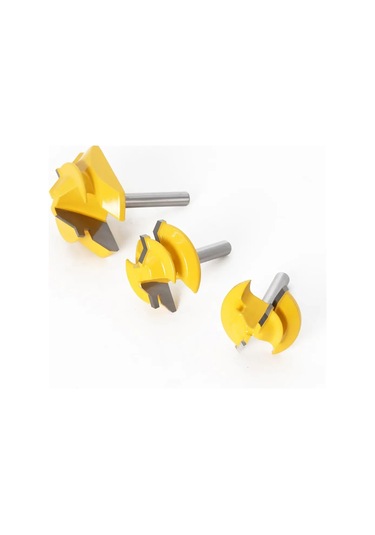 Padalink Ahşap Panel İçin 3'lü 45 Derece Pim Bağlantı, Dilimleme Ve Montaj Freze Aleti Seti 1/4 İnç Sap