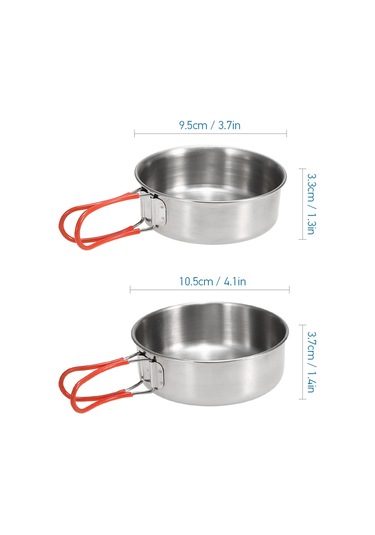 Yuntech01 Katlama Kulplu 2'li Çelik Kamp Kaseleri - Doğa Yürüyüşü Ve Mutfak İçin Pratik Çözüm Çok Renkli