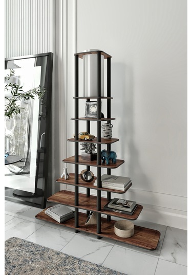 Sierras Raflı Lambader Ceviz Şapka Rengi