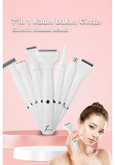 Kadın Tıraş Makinesi, 7' İn 1 Usb Şarj Edilebilir, Yıkanabilir, K