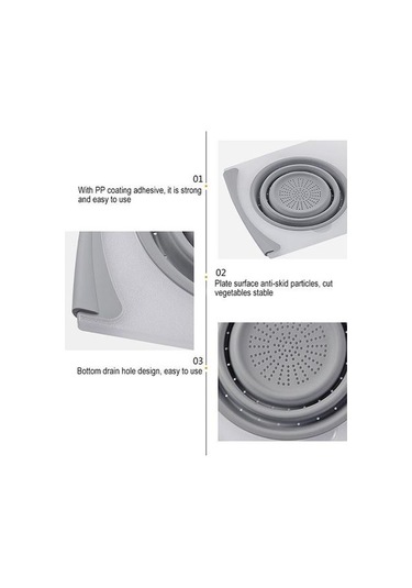 Mutfak Masası Esnek Kesme Tahtası Silikon Katlanır Tahliye Sepeti Pişirme Depolama Mutfak Eşyaları Çıkar Kevset Seti Çizme Blokları Açık Gri