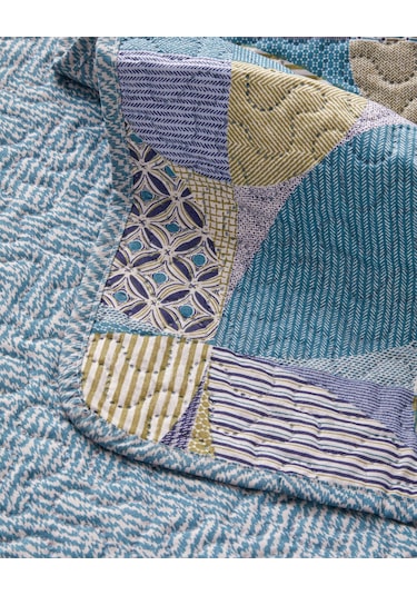 English Home Patch Square Çift Kişilik Çok Amaçlı Örtü 200x220 Cm Yeşil Yeşil