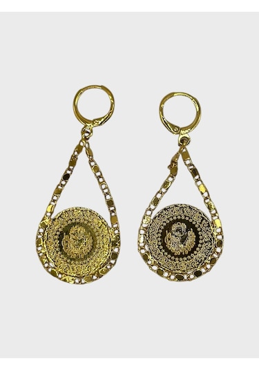 Arnes Jewelry Çelik Çeyrekli Küpe Gold