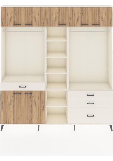 Arges Dolap 11 Raflı 4 Çekmeceli 2 Askılı 220x30x243 Aytaşı-çam/aytaşı Atlas Çam/aytası