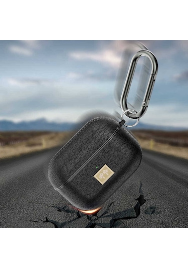 Airpods Pro 2 Uyumlu Deri Görünümlü Askı Aparatlı Wlons Kılıf Siyah