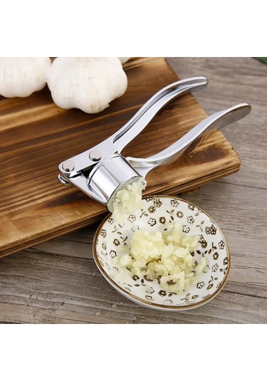 Mutfak Paslanmaz Çelik Sarımsak Parçalayıcı Sıkacağı Manuel Pres Beyaz - Altın