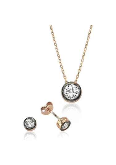 Supertrend Gümüş Yuvarlak Tek Taş Bayan Set Gümüş