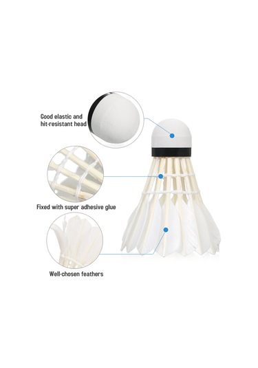 Vkemall 6 Adet Kork Baslı Plastik Badminton Topları - Beyaz/sarı Seçenekli Konik Paket