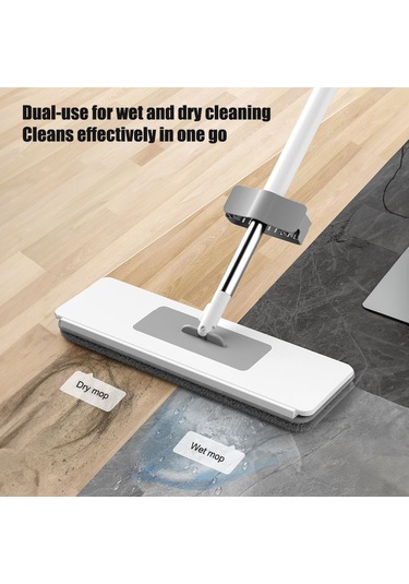 Teltree 360 Derece Dönebilen Mikrofiber Temizlik Paspası, 2 Yıkanabilir Ped İle Ahşap Ve Fayans Zeminler İçin Islak-kuru Kullanım.