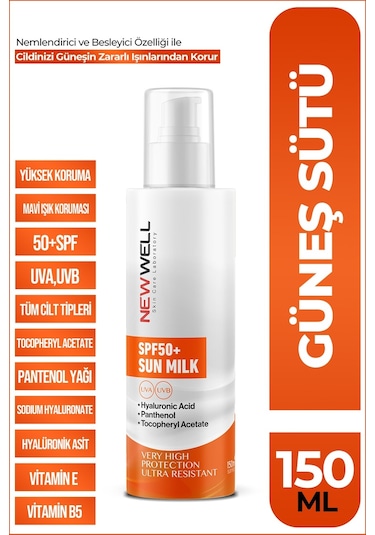 New Well Yüksek Koruyucu Güneş Sütü SPF50+ 150 ML