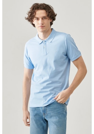 Lee Erkek Mavi Polo Yaka Polo Tişört Mavi