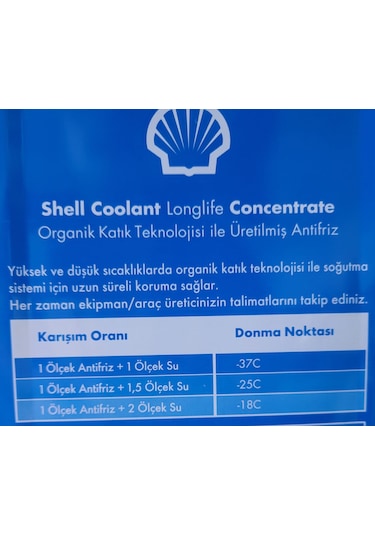 Shell Longlife Konsantre Kırmızı Antifriz 4 X 3 Litre