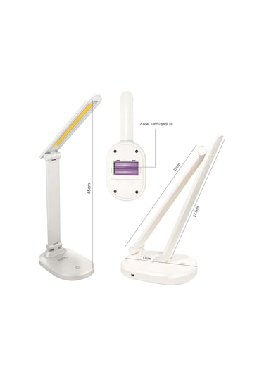 Sılver Toss St-7799 Masa Lambası Katlanabilir Şarjlı Pilli Dokunmatik Cob Led Beyaz