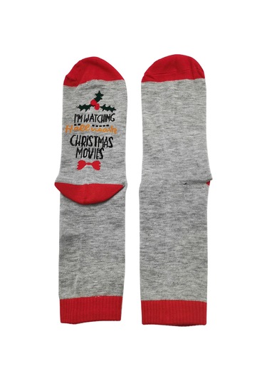 Neevoyu Erkek Kadın Kullanıma Uygun Kumaş Noel Çorabı - Nefes Alıcı, Ter Emici, Dayanıklı Tek Çift Kırmızı Kırmızı