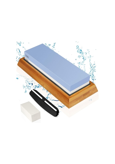 Valkyrie 4 Parça 1. Kalite Bıçak Biley Seti 1000 6000 Bileme Taşı Bambu Tabanlı Profesyonel Set Sulu Biley