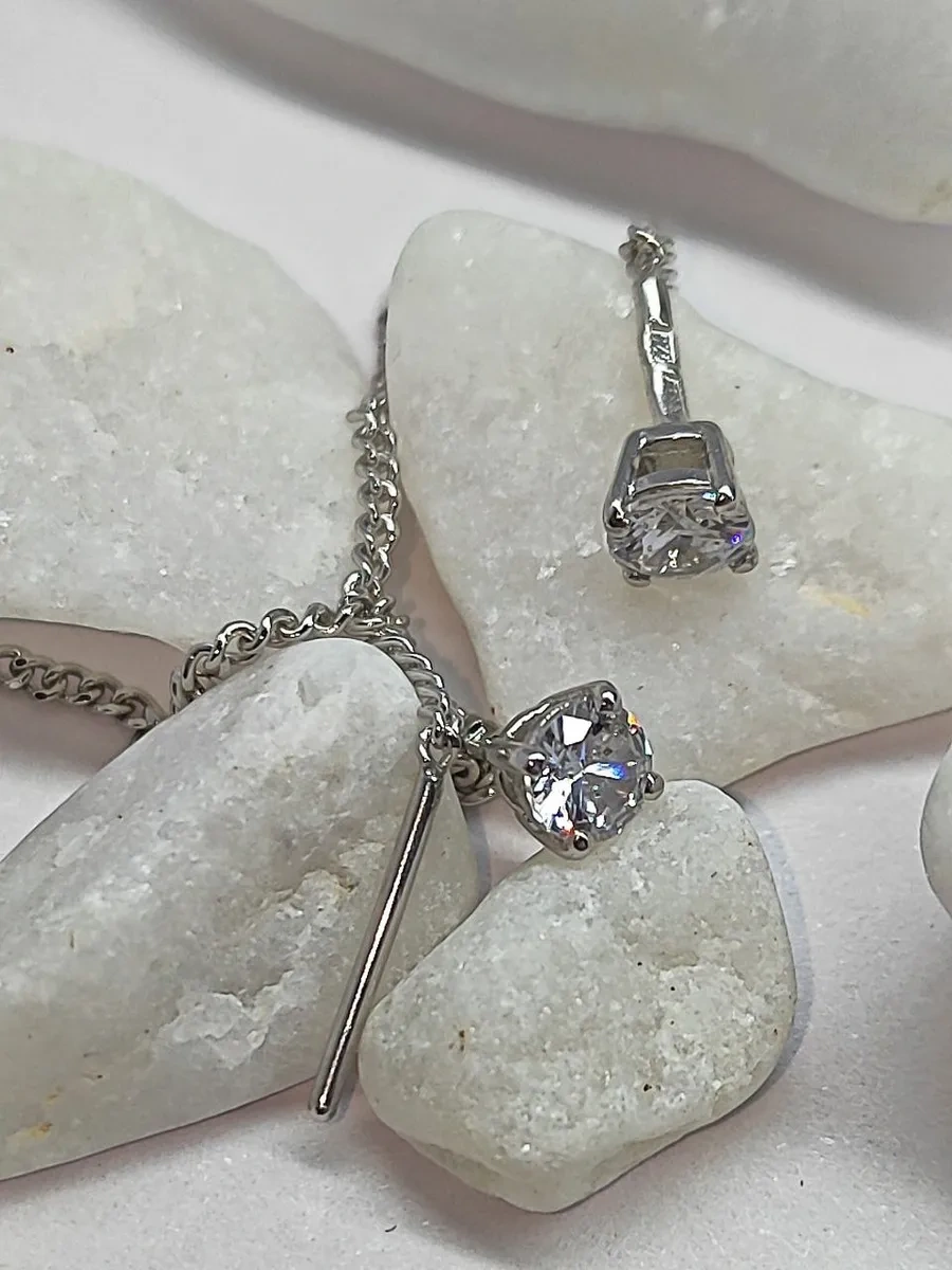 Sılver Whale Uzun Uzatmalı Gümüş Küpe Klips 44561354 Diğer