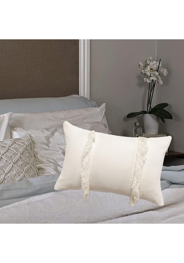 Suntek İskandinav Tarzı Kırlent Örtüsü Püsküllü Yastık