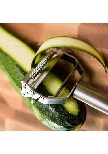 Monyee Çift Fonksiyonlu 430 Çelik Zeytin Slicer - Hızlı Sebze Meyve Soyucu Ve Julienne Dilimleyici, Kolay Kullanım, Keskin Bıçak Gümüş