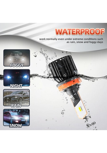 Youtek S9 Led Araç Farları H8/h9/h11 Uyumlu 8000lm 6000k Ip68 Su Geçirmez 200m Işık Menzili Çift Paket