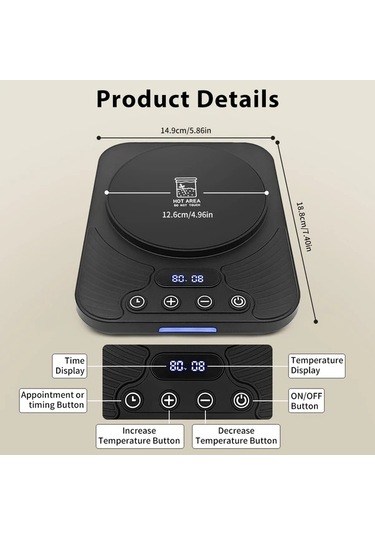 Willowhaven Siyah Usb Kahve Isıtıcı & Ekmek Mayalama Cihazı Otomatik Aç/kapa 12 Saat Zamanlayıcı
