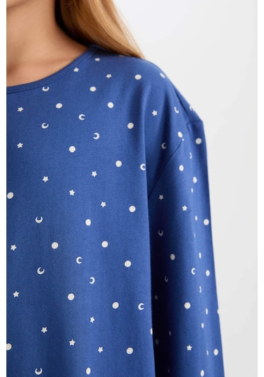 DeFacto Kız Çocuk Pijama Takım Desenli Uzun Kollu Üst Beli Lastikli Uzun Alt D7746A824WNIN59 İndigo DeFacto Kız Çocuk Pijama Takım Desenli Uzun Kollu Üst Beli Lastikli Uzun Alt D7746A824WNIN59 İndigo