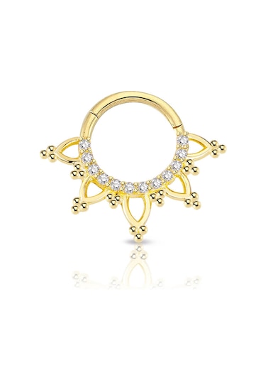 Sıra Taşlı Top Top Altın Helix Piercing