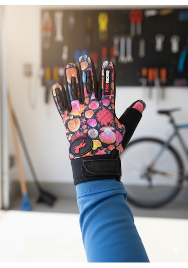 Çocuk Motosiklet & Bisiklet Eldiveni Deniz Kabuğu Desenli - Güvenli Sürüş İçin