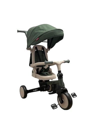 Baby2go Go-bike Ebeveyn Kontrollü 3 Tekerlekli Tenteli Bisiklet Haki