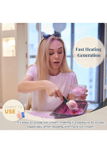 Elektrikli Isıtmalı Dondurma Kaşığı En Iyi Hediye Led Ekran İle Beyaz - Siyah